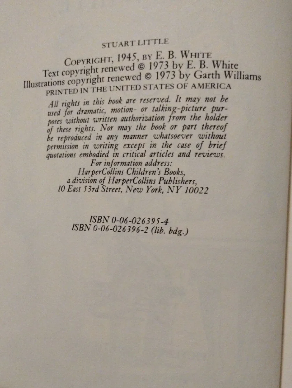 3/$15 - Stuart Little By E.B. White/Illustrated By Garth Williams Hardcover 1973